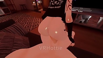 소파에서 Pov 콕이 그라인딩되는 가상 현실 랩댄스